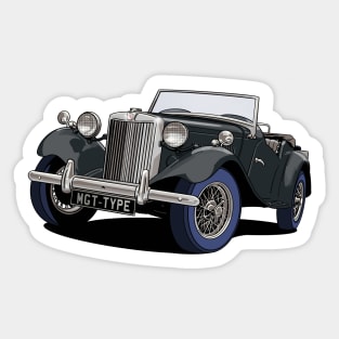 MG TC T-Type classic car in black Sticker